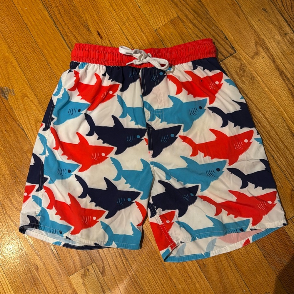 Wes and Willy boys swim trunks, size L, shark pattern